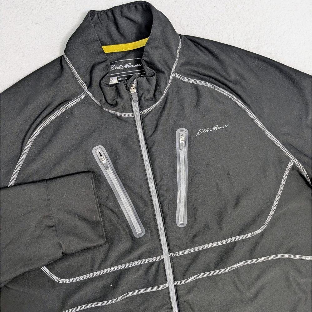 Eddie Bauer Motion Freedry Full Zip Jacket  Size Large Black Performance Stretch